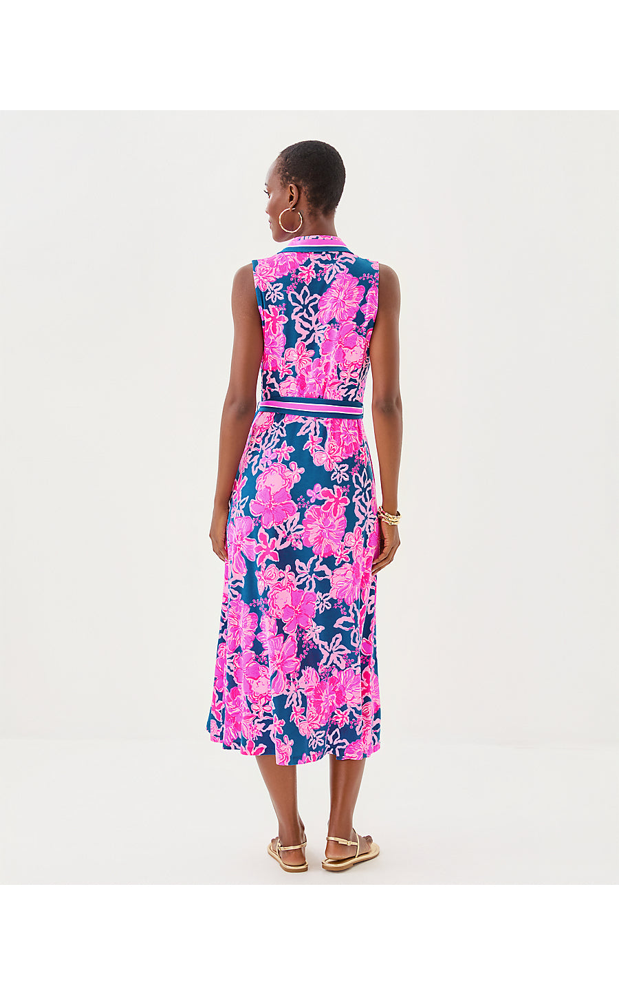 RYLAND MIDI DRESS | STARLIGHT NAVY ONCE AND FLORAL ENGINEERED KNIT DRESS