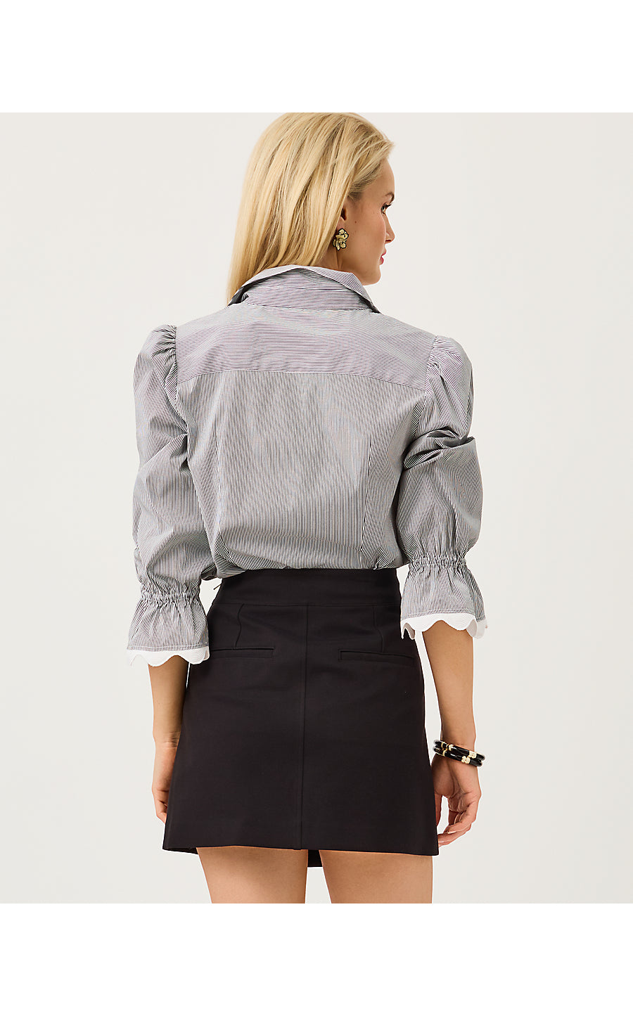 THE RICRAC LILLY SHIRT | NOIR MIRROR SHIRTING STRIPE