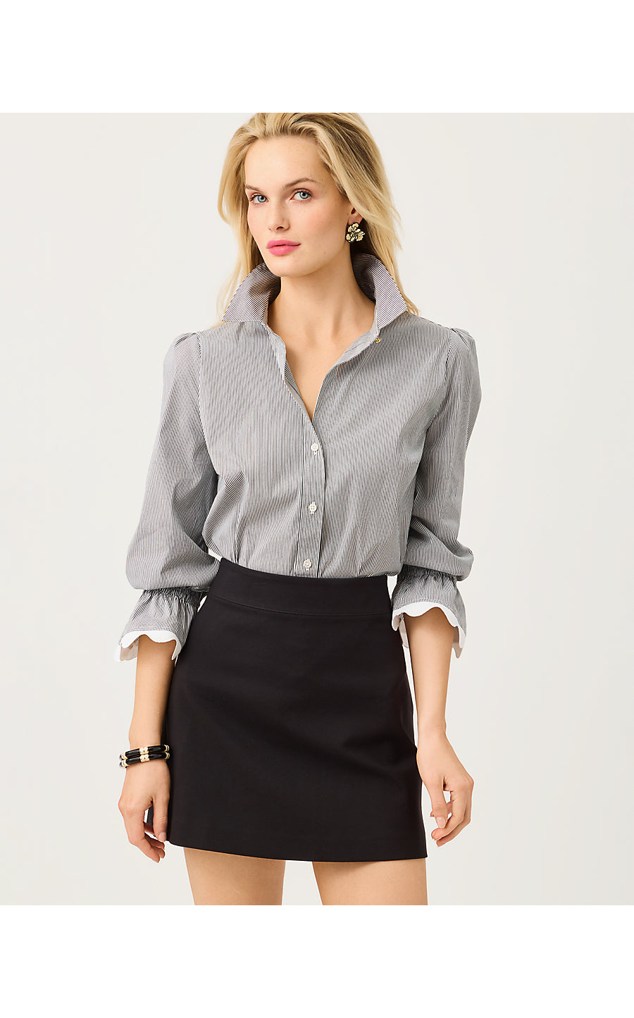 THE RICRAC LILLY SHIRT | NOIR MIRROR SHIRTING STRIPE