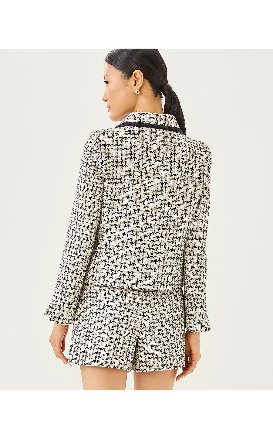 KALARA BOUCLE JACKET | COCONUT LUREX HOUNDSTOOTH BOUCLE