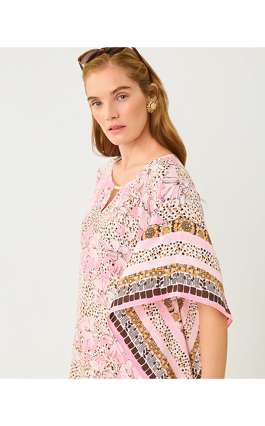 LINDAMARIE SILK CAFTAN | COCO BEACH WILDNESS ENGINEERED WOVEN CAFTAN