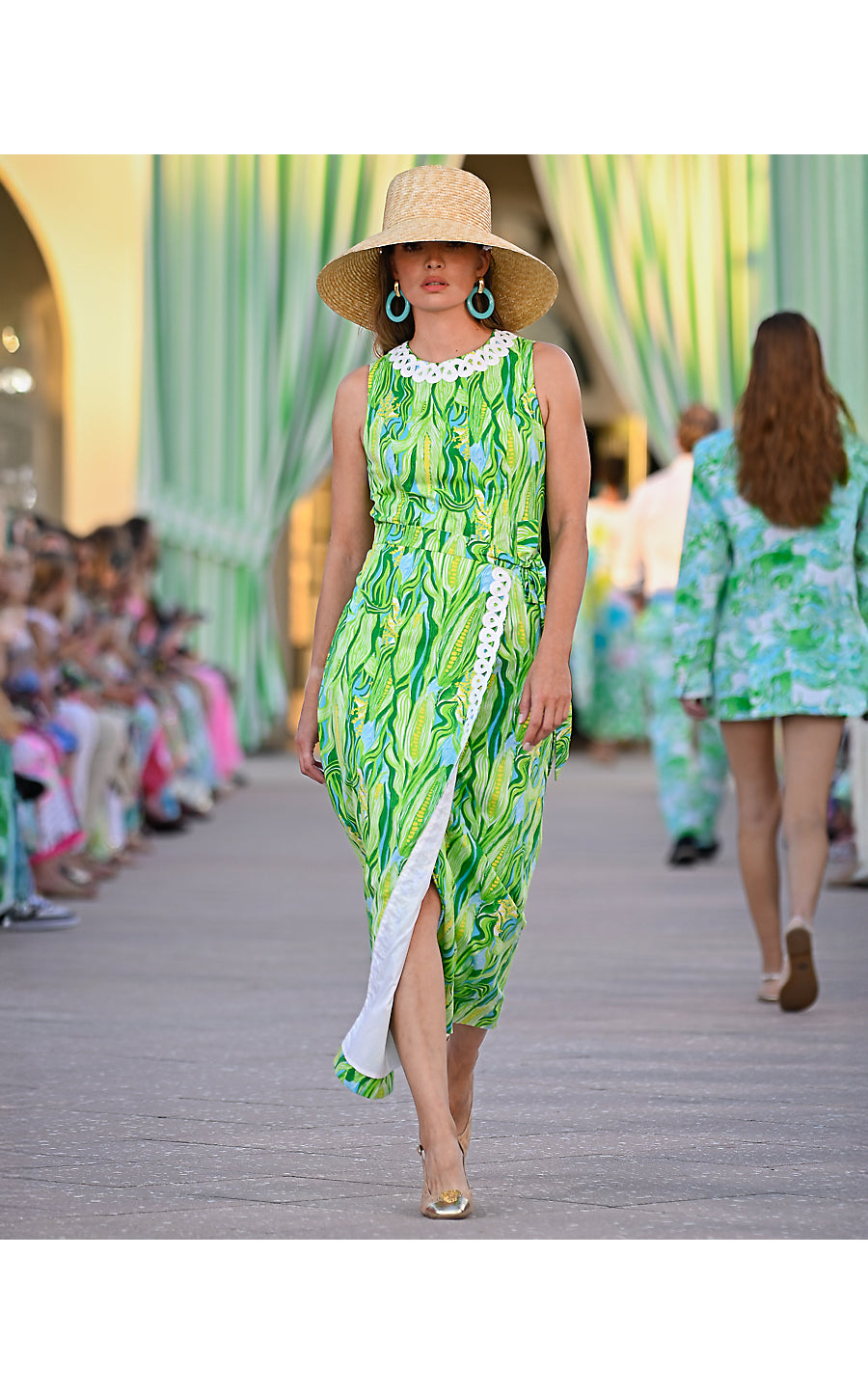 FRESIA STRETCH MAXI SHIFT | TURQUOISE TIDE SWEET CORN