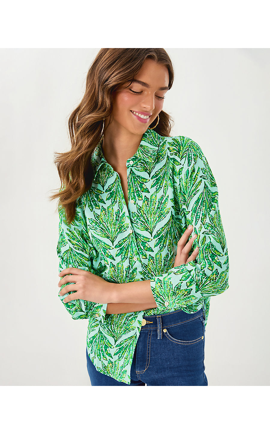 SEA VIEW BUTTON DOWN | KITTS GREEN SHADY BABE
