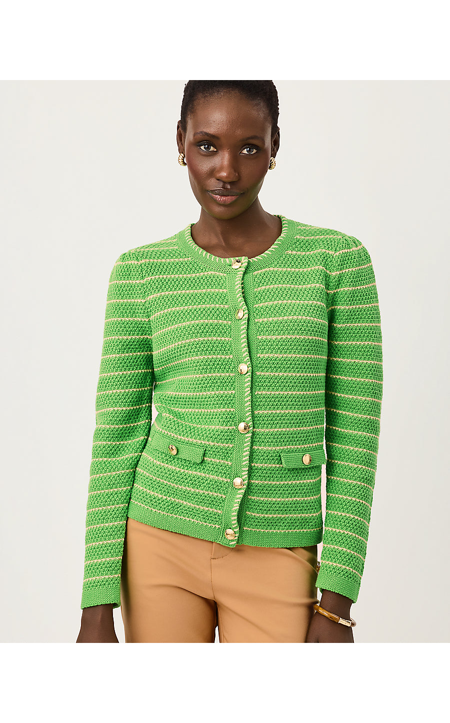 MAYSEN CARDIGAN | CHATEAU GREEN BEACHY STRIPE
