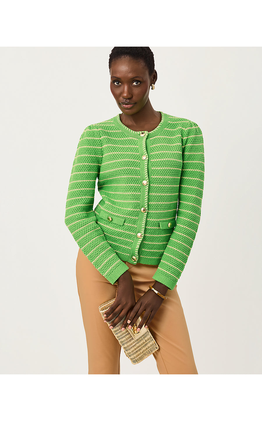 MAYSEN CARDIGAN | CHATEAU GREEN BEACHY STRIPE