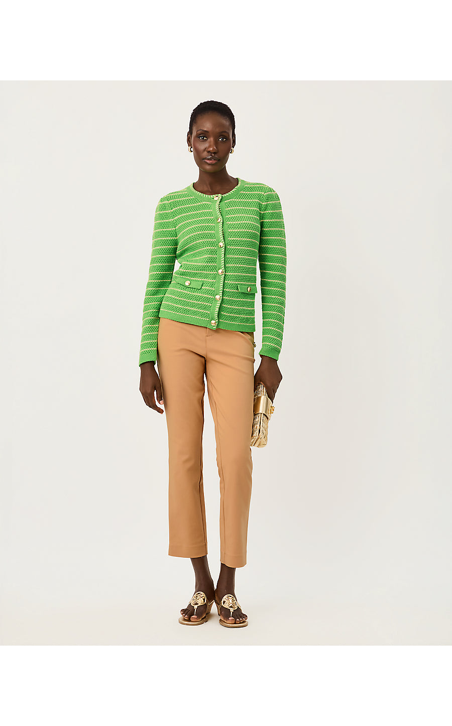 MAYSEN CARDIGAN | CHATEAU GREEN BEACHY STRIPE