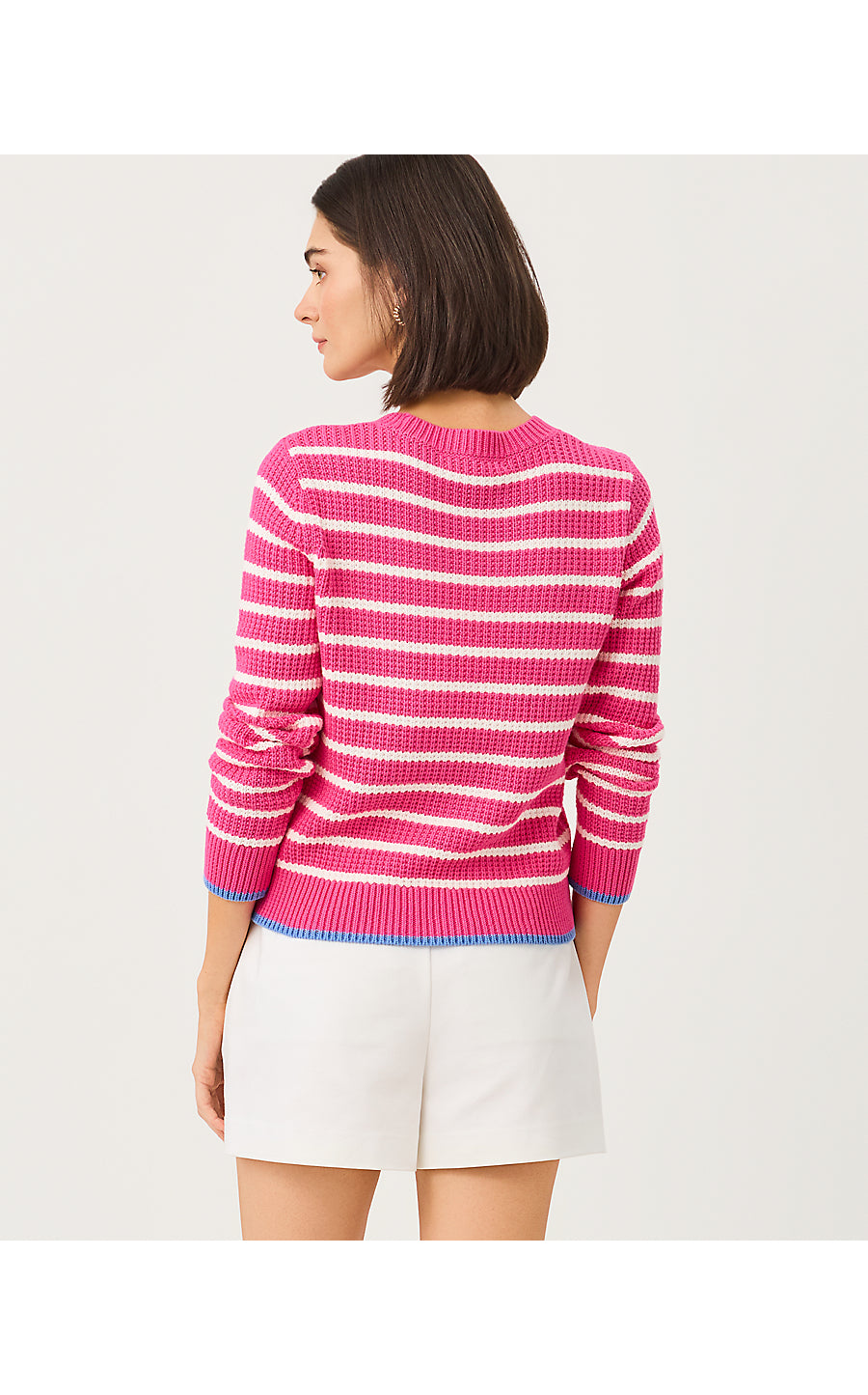 JOVIENNE SWEATER | PINK ASTER SHINE BRIGHT STRIPE