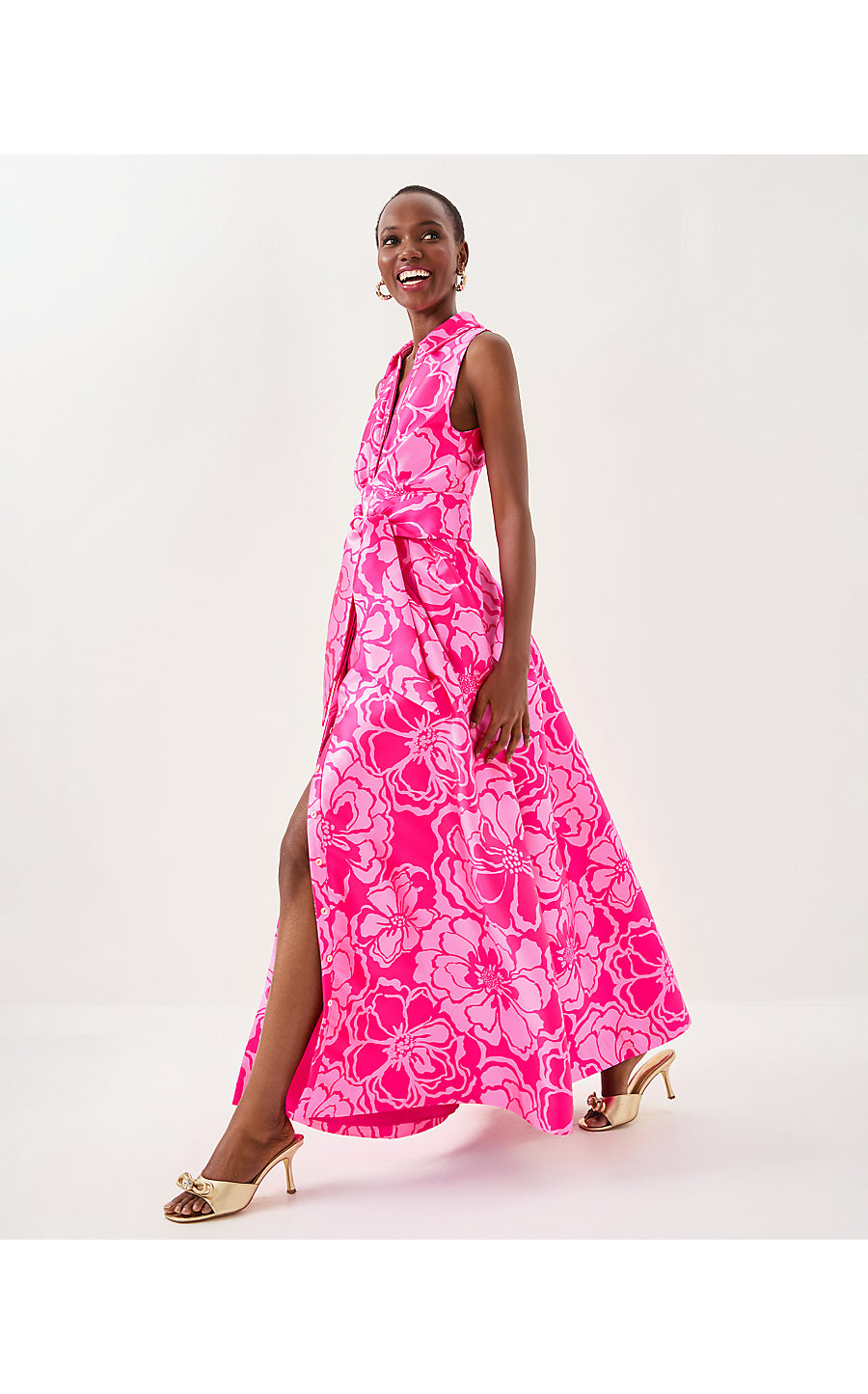 MARRIA MAXI DRESS | PARIGI PINK GO BIG SATIN JACQUARD