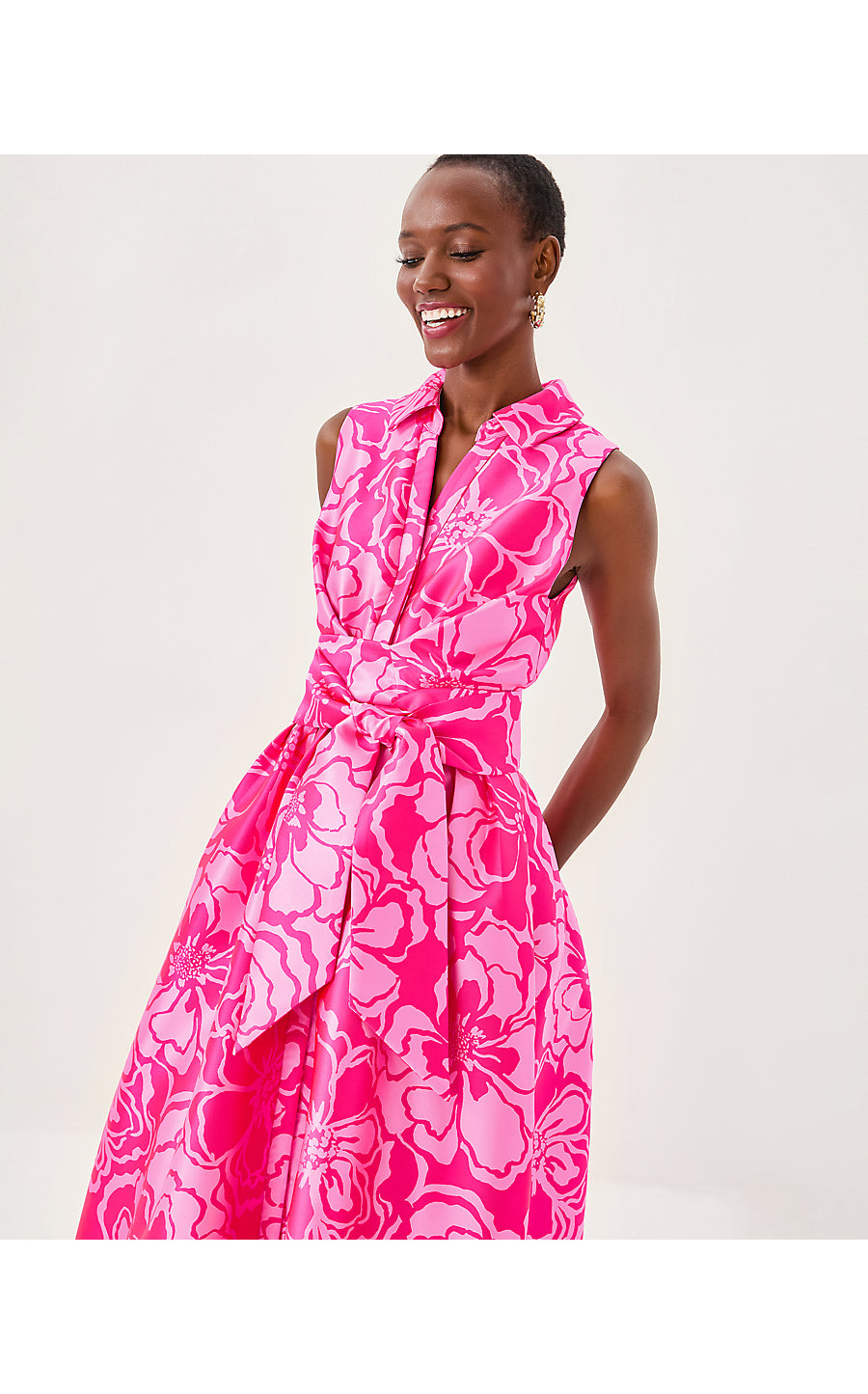 MARRIA MAXI DRESS | PARIGI PINK GO BIG SATIN JACQUARD