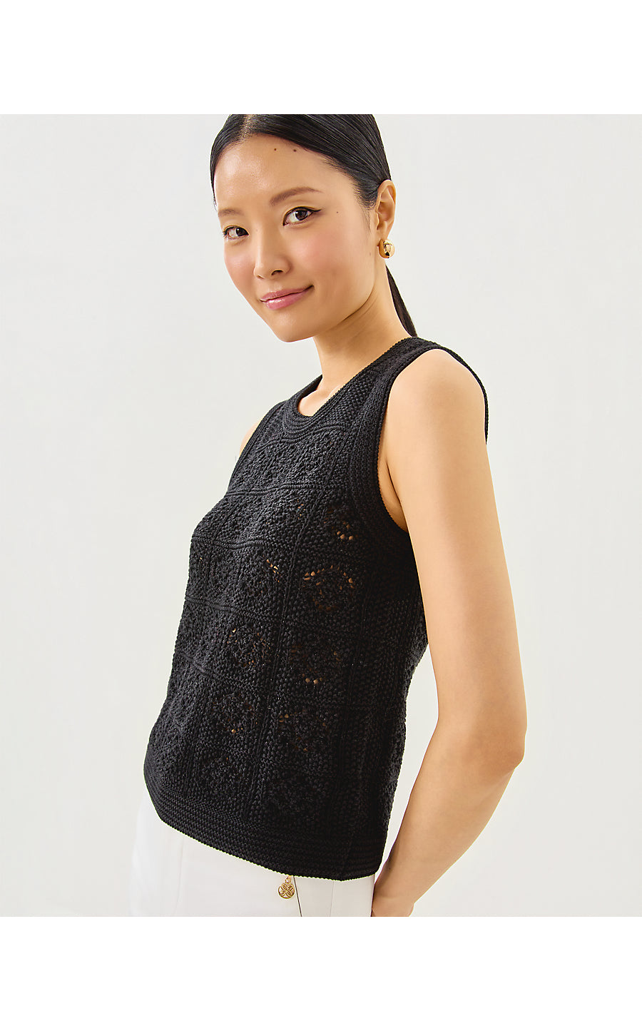 LENALIE SWEATER SHELL | BLACK METALLIC