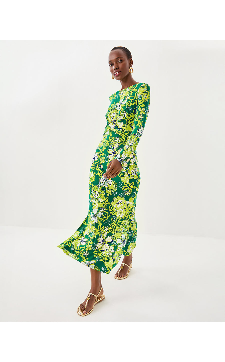 ALESSANI MAXI DRESS | FIDDLE LEAF GREEN ONCE AND FLORAL