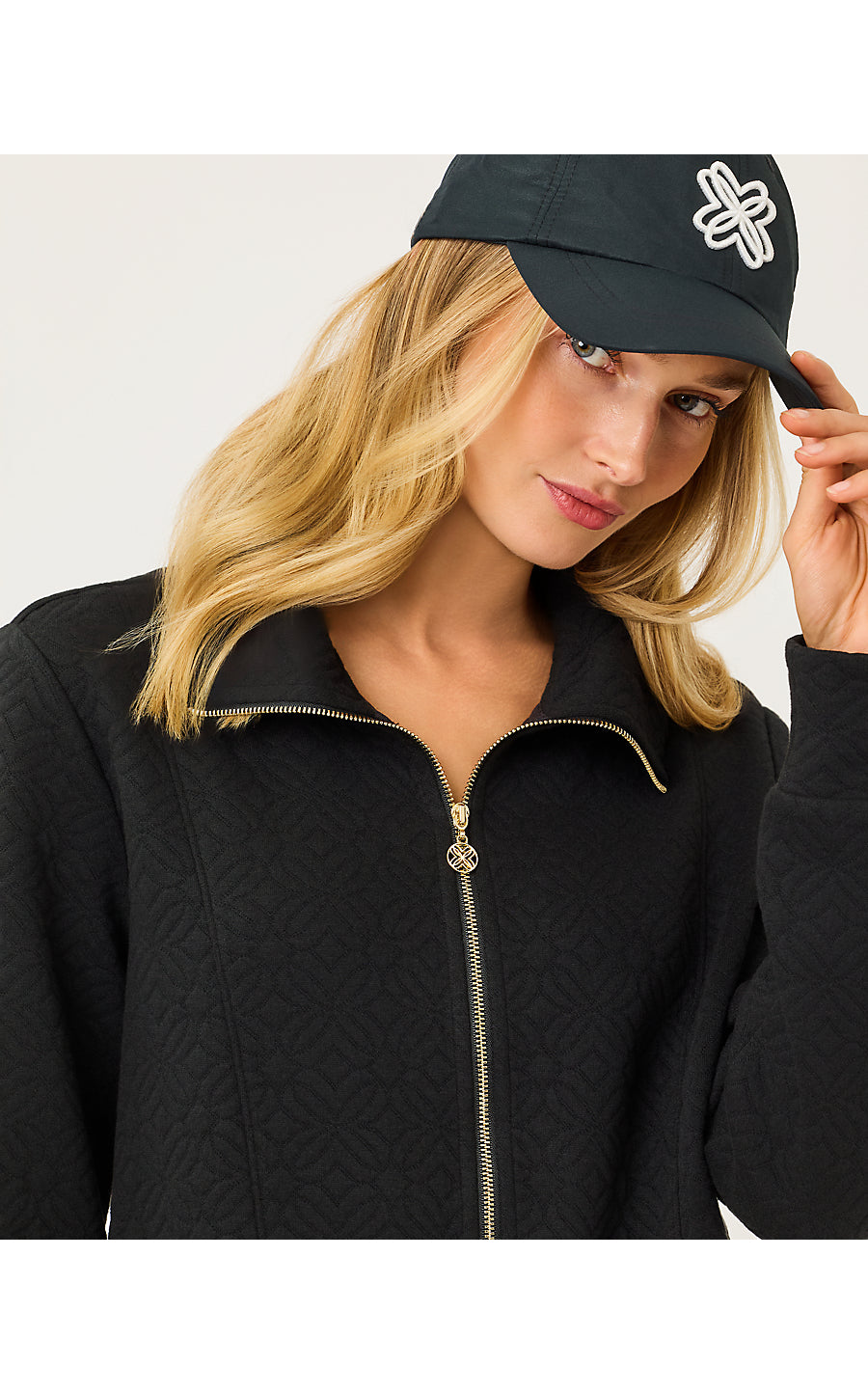 ELENI ZIP-UP | NOIR BUTTERFLY QUILTED KNIT