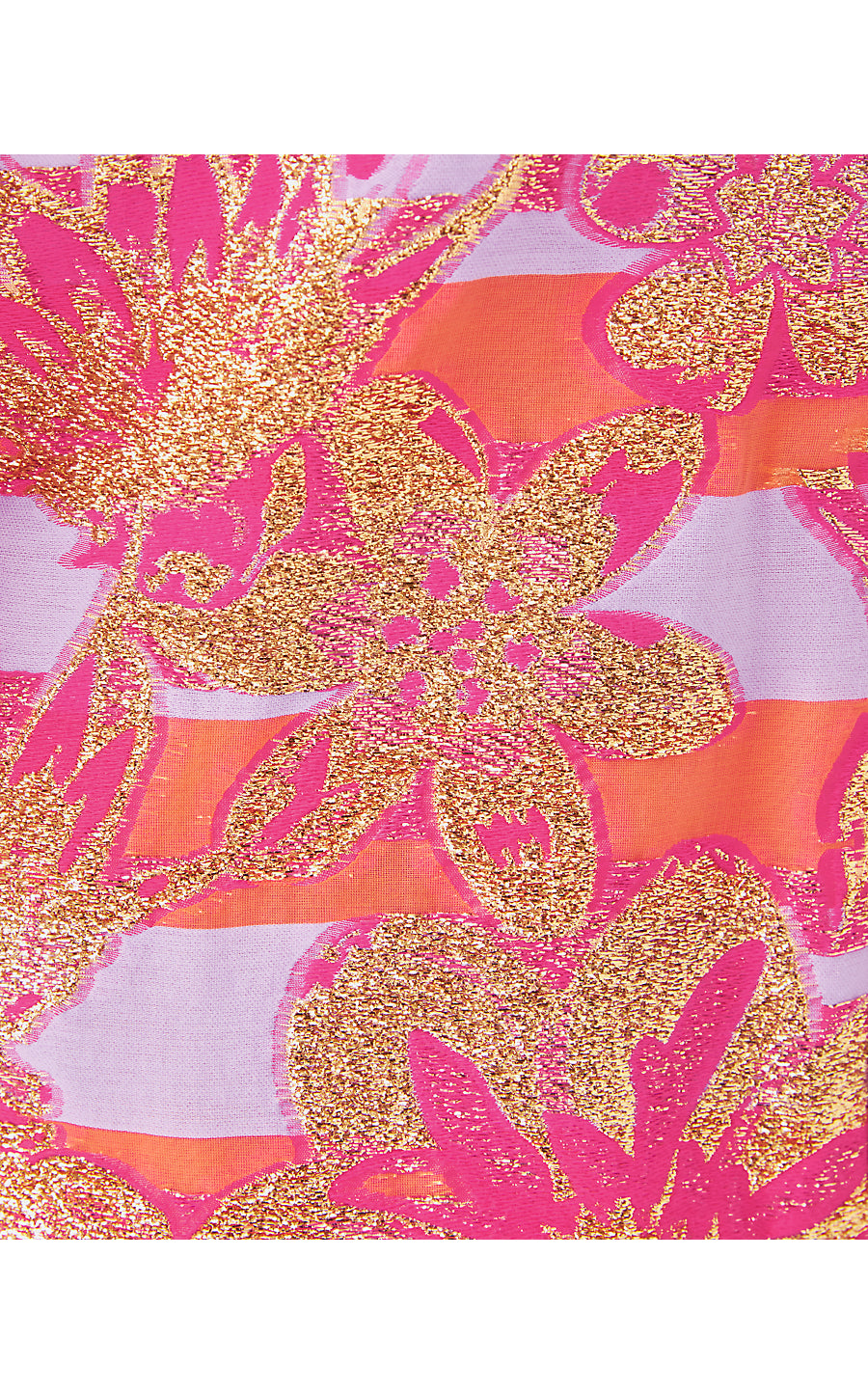 ASHLYNN DRESS | PAPAYA METALLIC FLORAL STRIPE JACQUARD