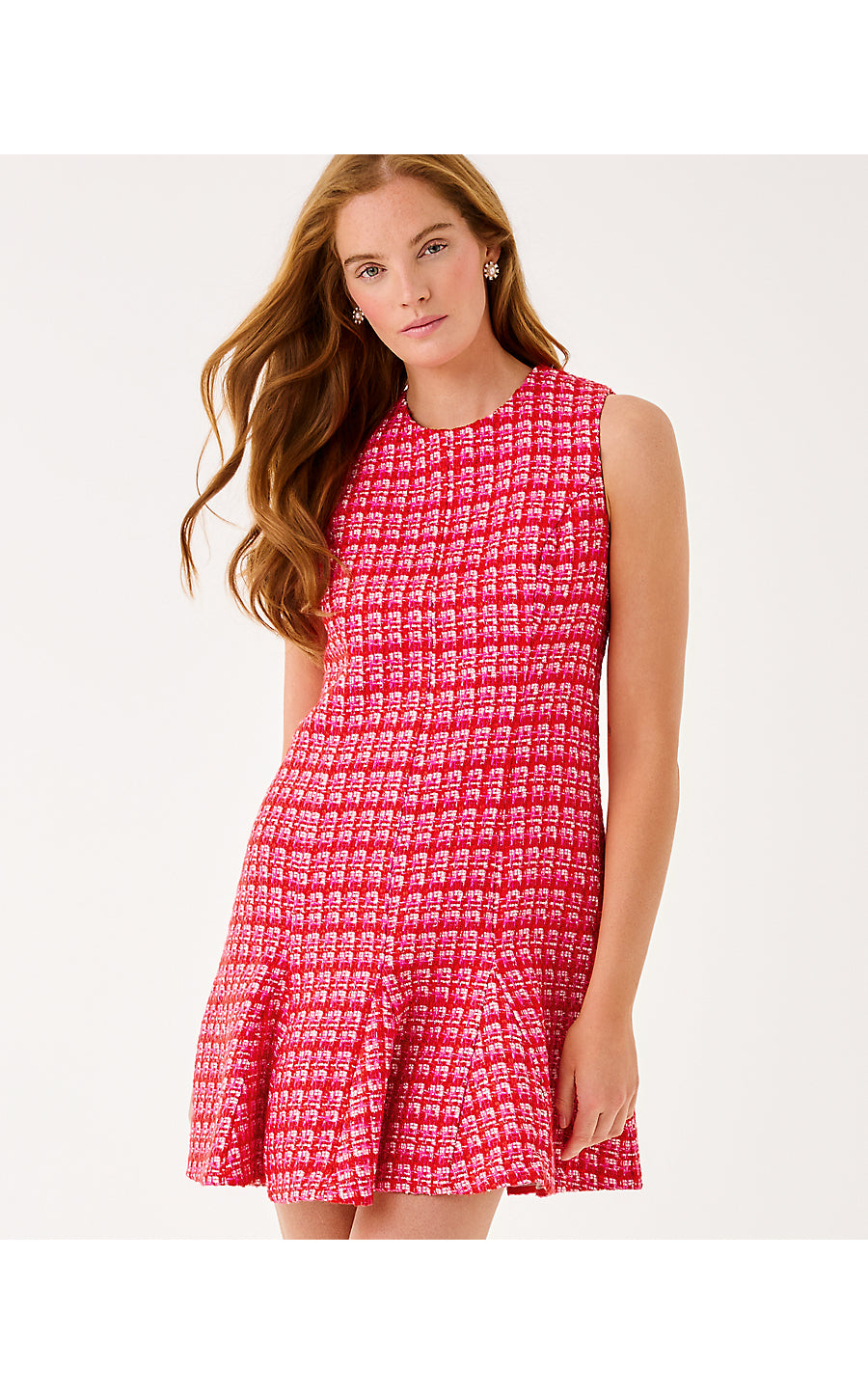 ENYA BOUCLE DRESS | CRANBERRY RED FIESTA BOUCLE