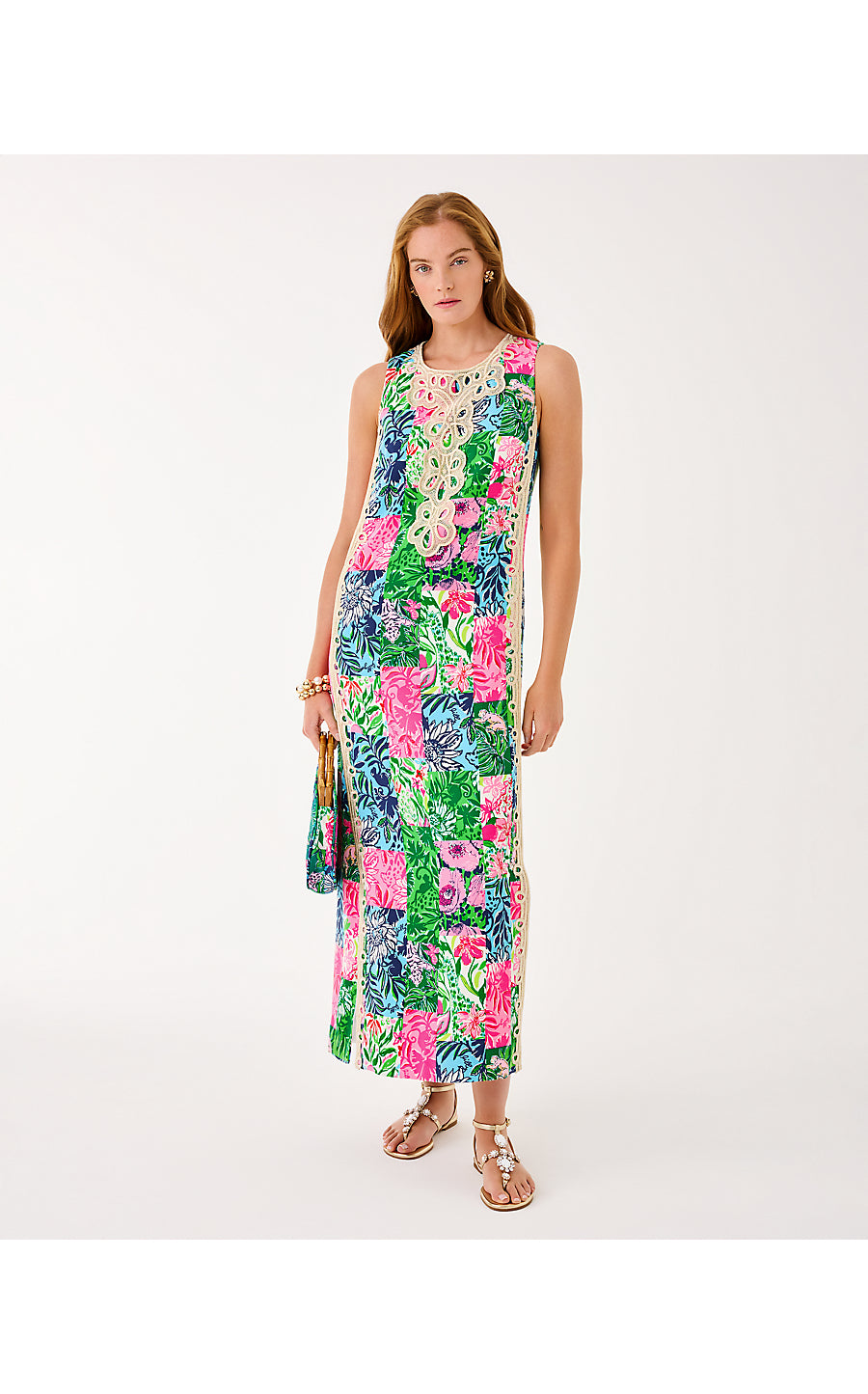 EDITA MAXI SHIFT DRESS | MULTI PARTY PUNCH PATCH
