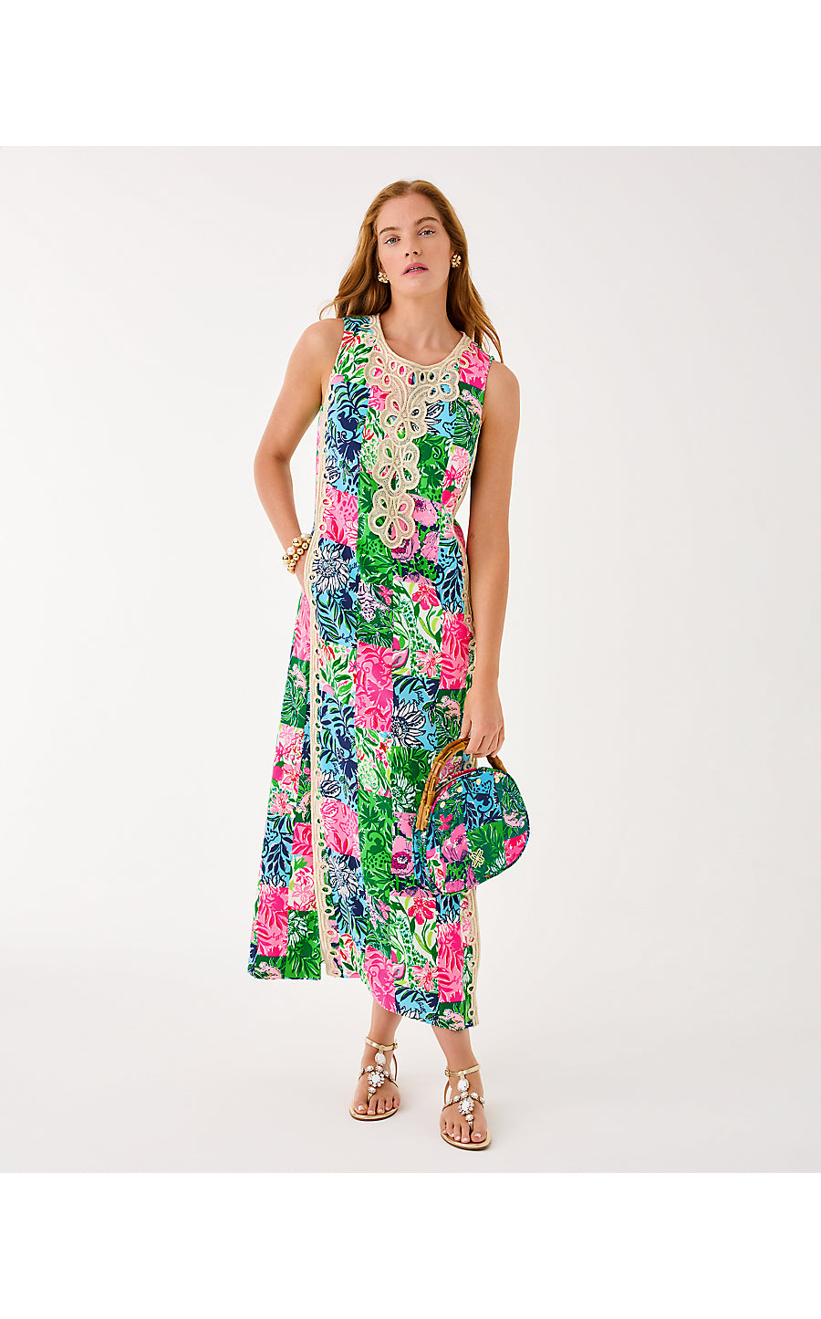 EDITA MAXI SHIFT DRESS | MULTI PARTY PUNCH PATCH