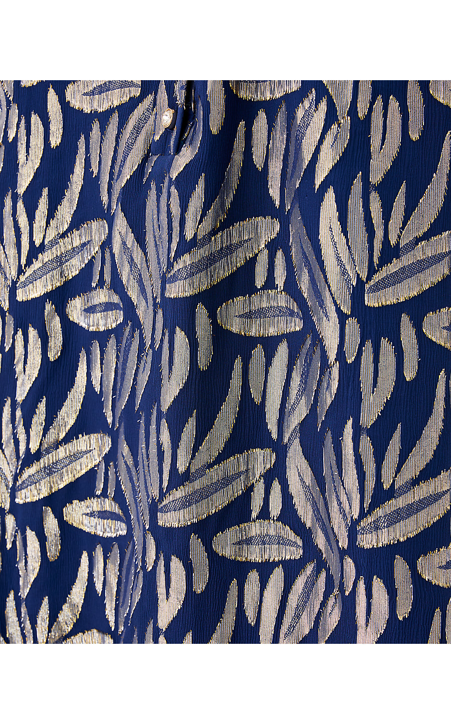 EVALINE SILK DRESS | LOW TIDE NAVY LEAFY BABE METALLIC SILK CLIP