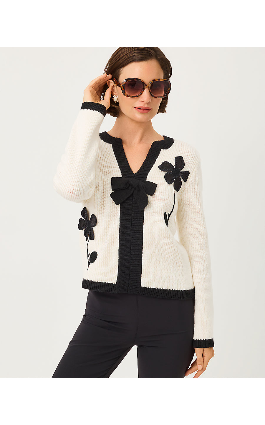 ESMERALDA SWEATER | COCONUT FANCY FLEUR APPLIQUE