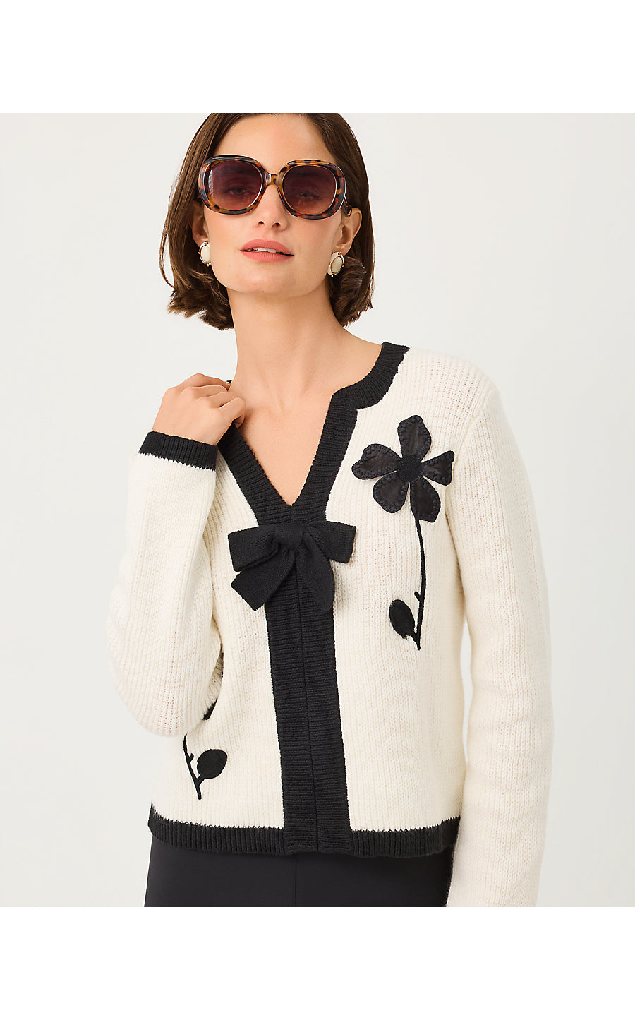 ESMERALDA SWEATER | COCONUT FANCY FLEUR APPLIQUE
