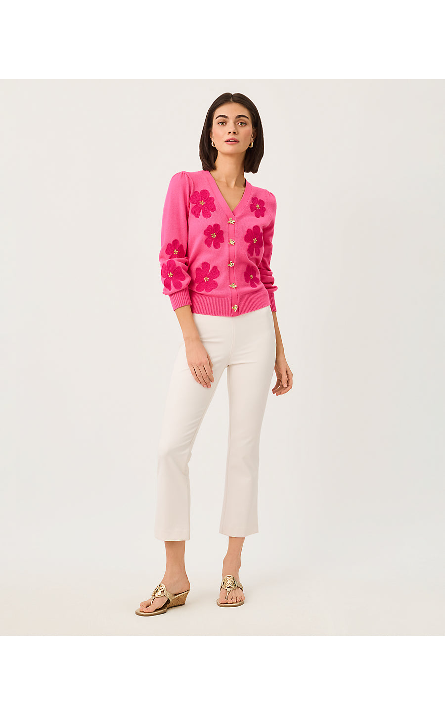 MILLARD SWEATER | PINK ASTER BIG LILLYS FLOWER EMBROIDERY