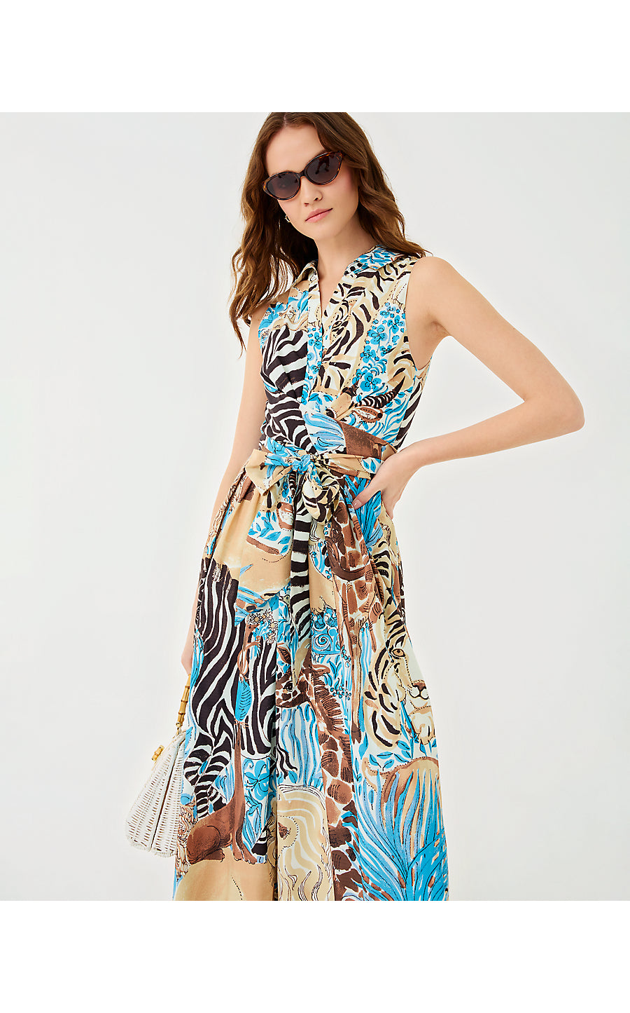MARRIA STRETCH MAXI DRESS | BREEZY AQUA OVERSIZED LILLYS ZOO
