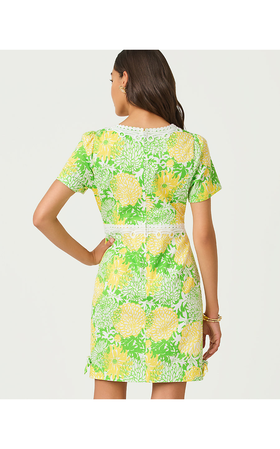EVITA SHORT SLEEVE  STRETCH SHIFT | CROCODILE GREEN MUMBO JUMBO LAYERED