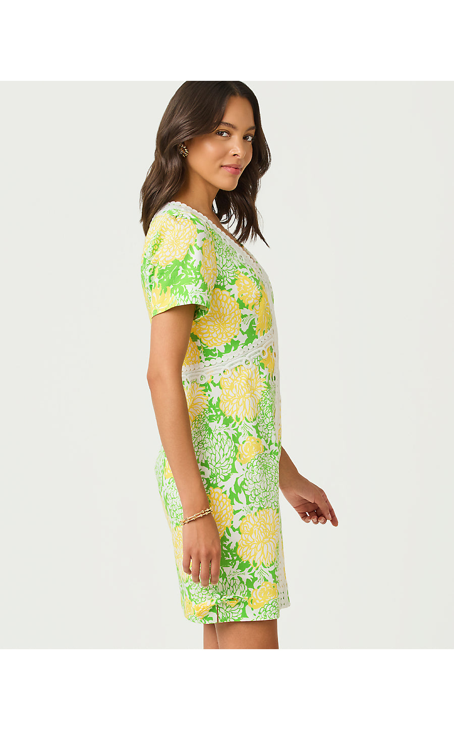 EVITA SHORT SLEEVE  STRETCH SHIFT | CROCODILE GREEN MUMBO JUMBO LAYERED