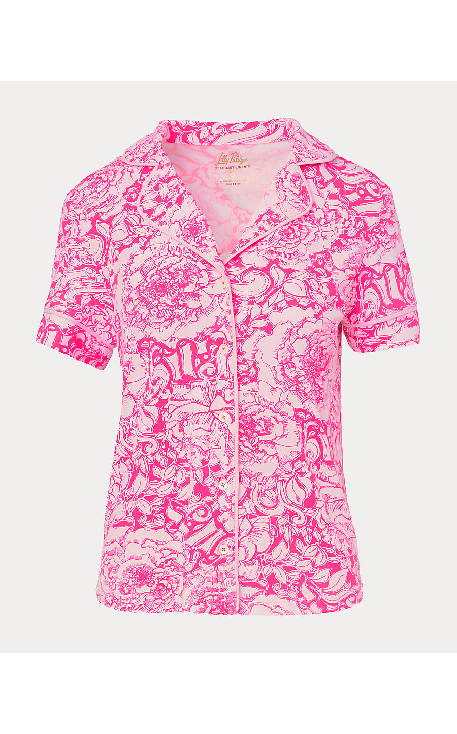 CRISPIN PJ BUTTON-UP TOP | PINK ASTER A ROSE BY ANY OTHER NAME