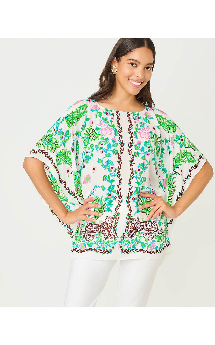 BRITTINA TUNIC | RESORT WHITE ROYAL ZOO ENGINEERED TUNIC