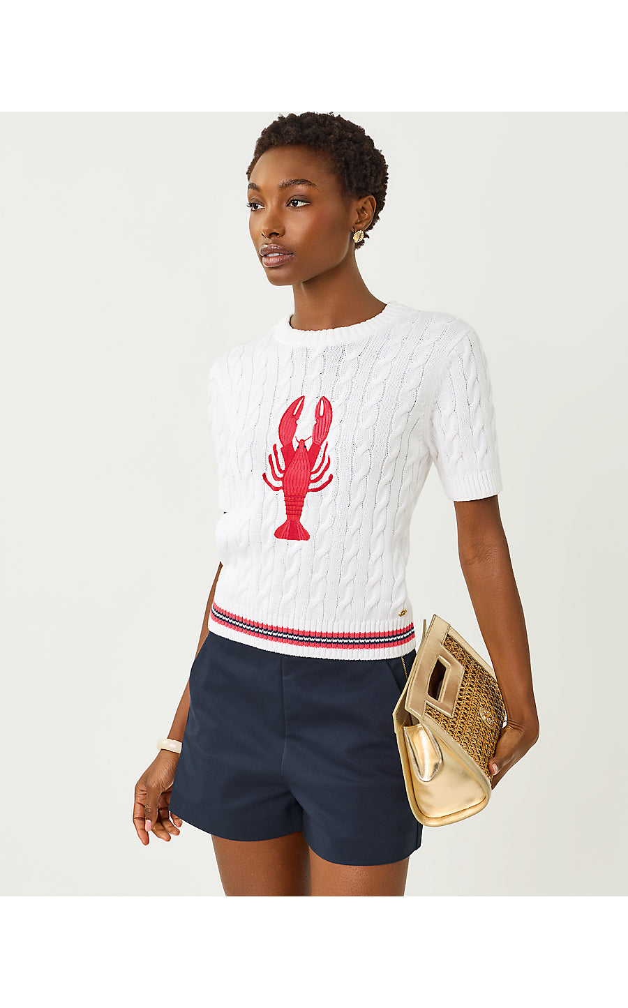 MIKO SWEATER | RESORT WHITE LOBSTER EMBROIDERY