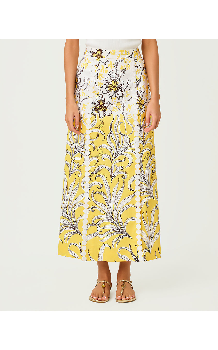 BRADLEY MAXI SKIRT | ESTELLE YELLOW BUBBLEY BUZZ OVERLAY