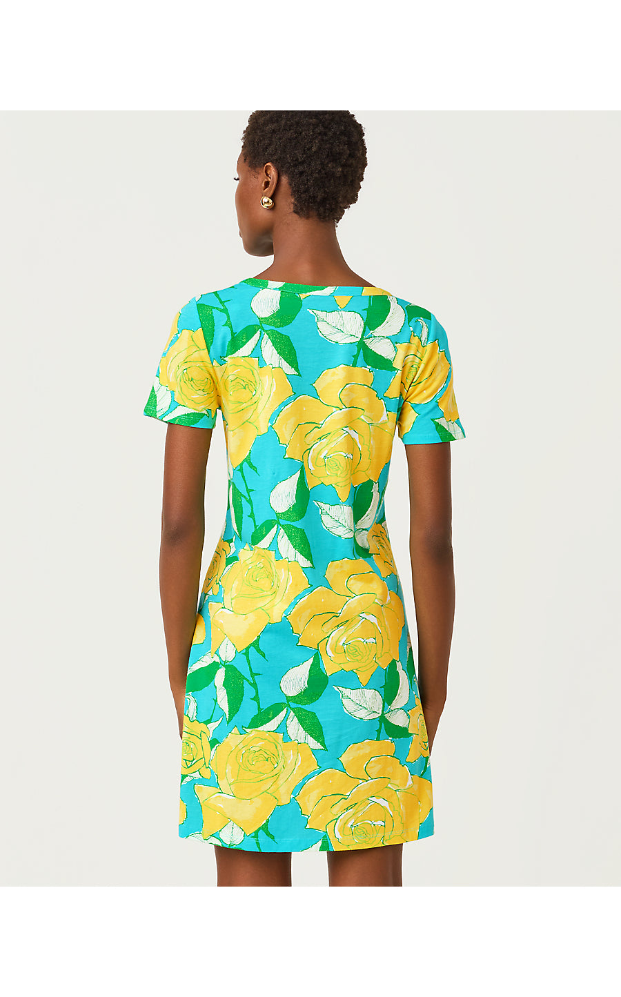 CODY SHORT SLEEVE DRESS | BLUE CURACAO ROSE BUD
