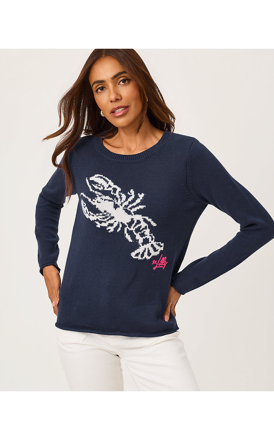 KELLYN SWEATER | LOW TIDE NAVY NAUTICAL LOBSTER JACQUARD