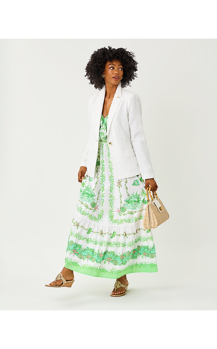 JANAE MAXI DRESS | RESORT WHITE SHIP TO SHORE ENGINEERED WOVEN MAXI