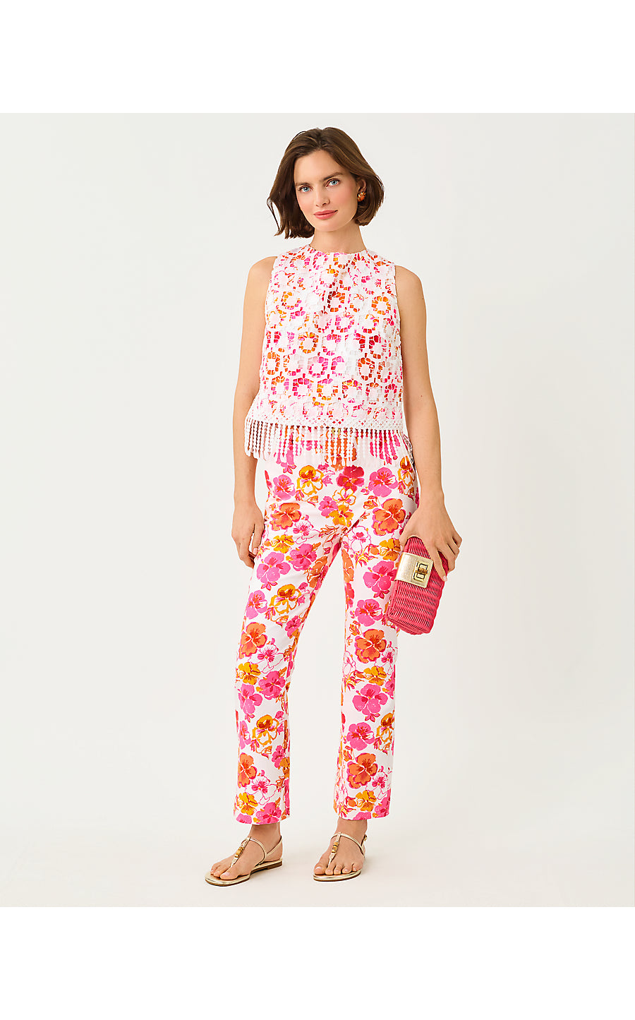CARWYN CROP FLARE | RESORT WHITE PANSY FANSY