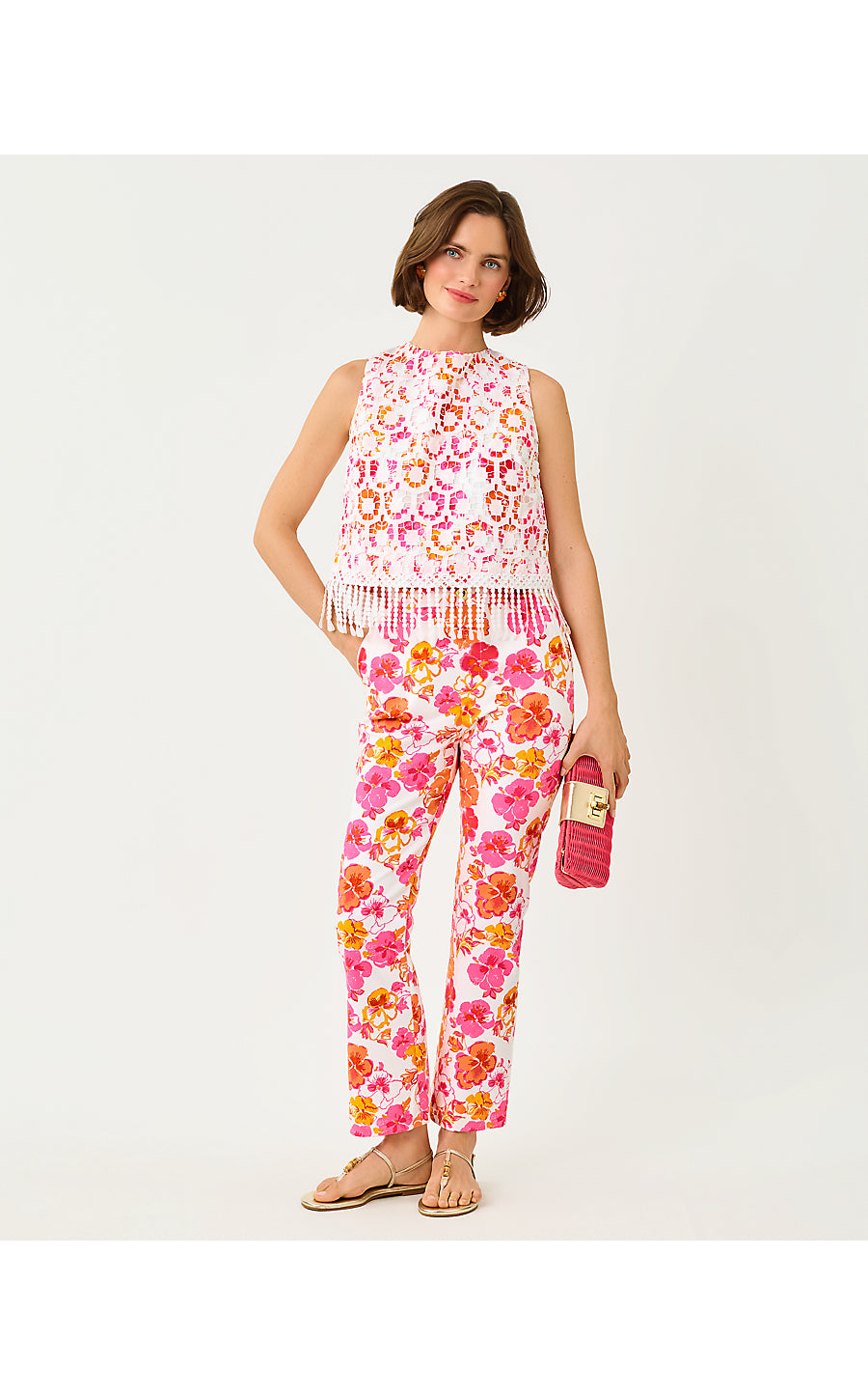 CARWYN CROP FLARE | RESORT WHITE PANSY FANSY
