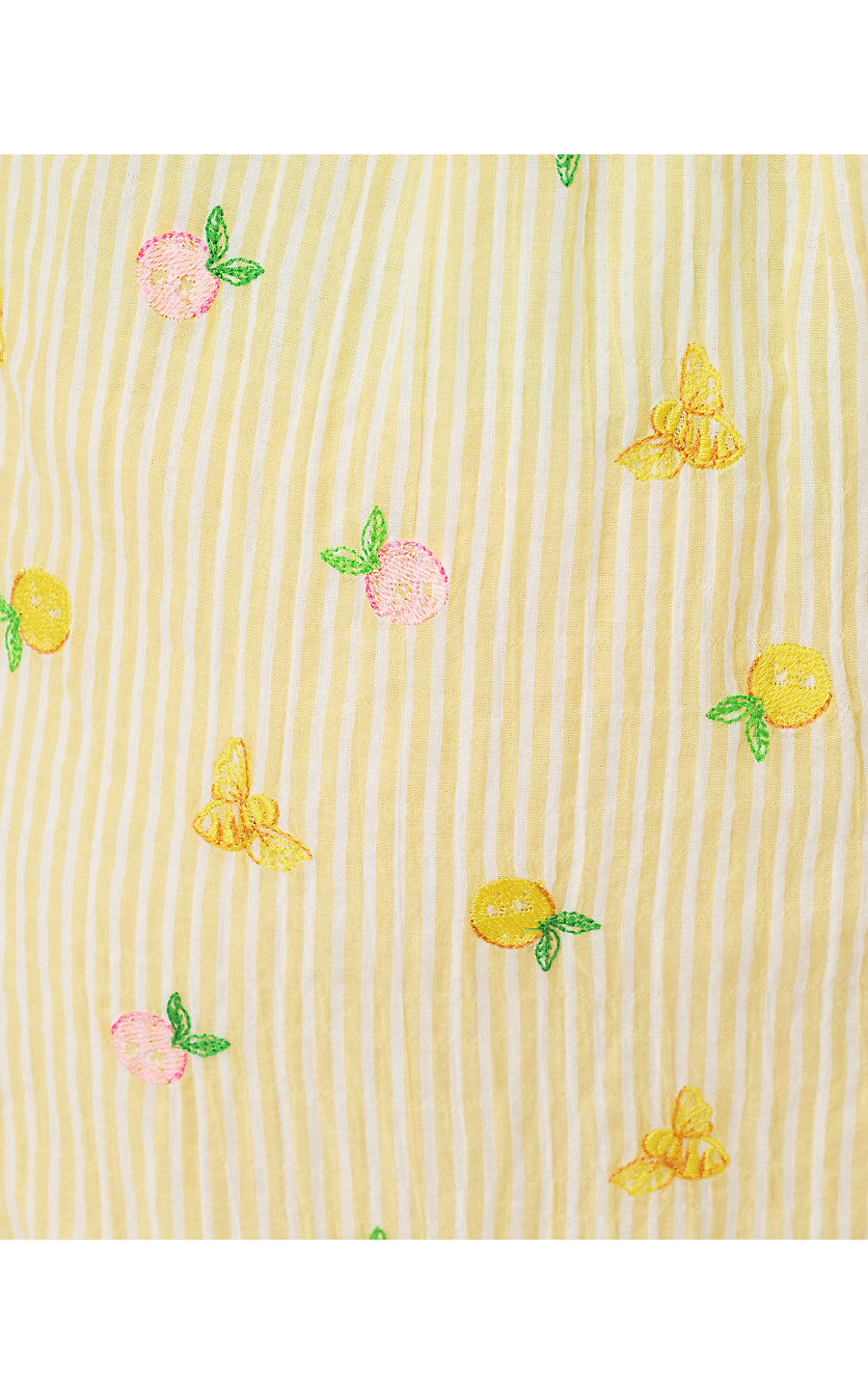 HADLY SMOCKED MAXI DRESS | ESTELLE YELLOW LTWT OXFORD STRIPE WITH LEMON BEE EMBROIDERY