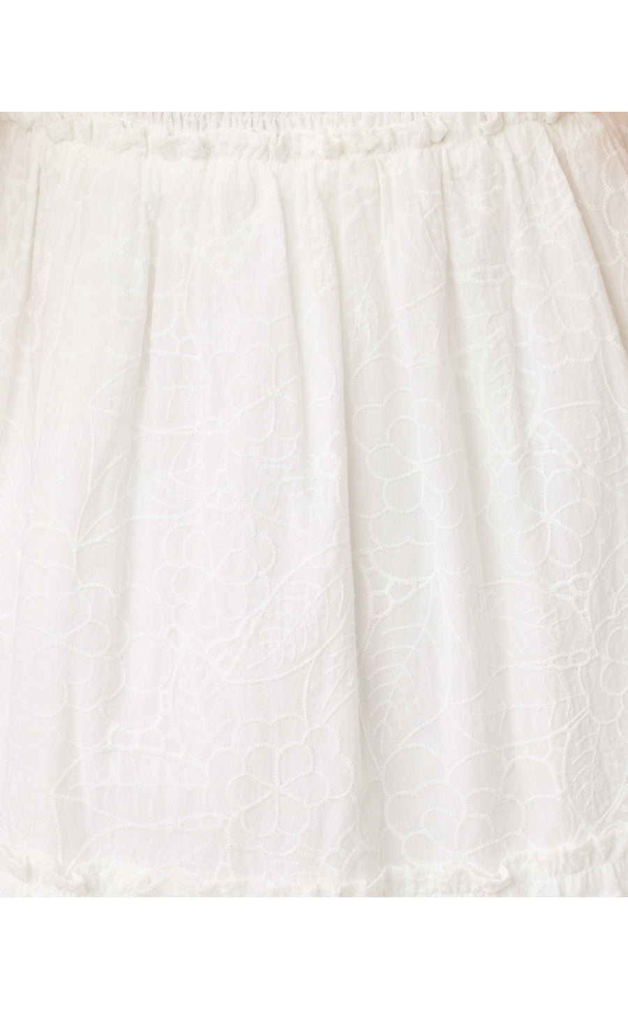 HADLY SHORT SLEEVE SMOCKED DRESS | RESORT WHITE SUNSHOWERS EMBROIDERY