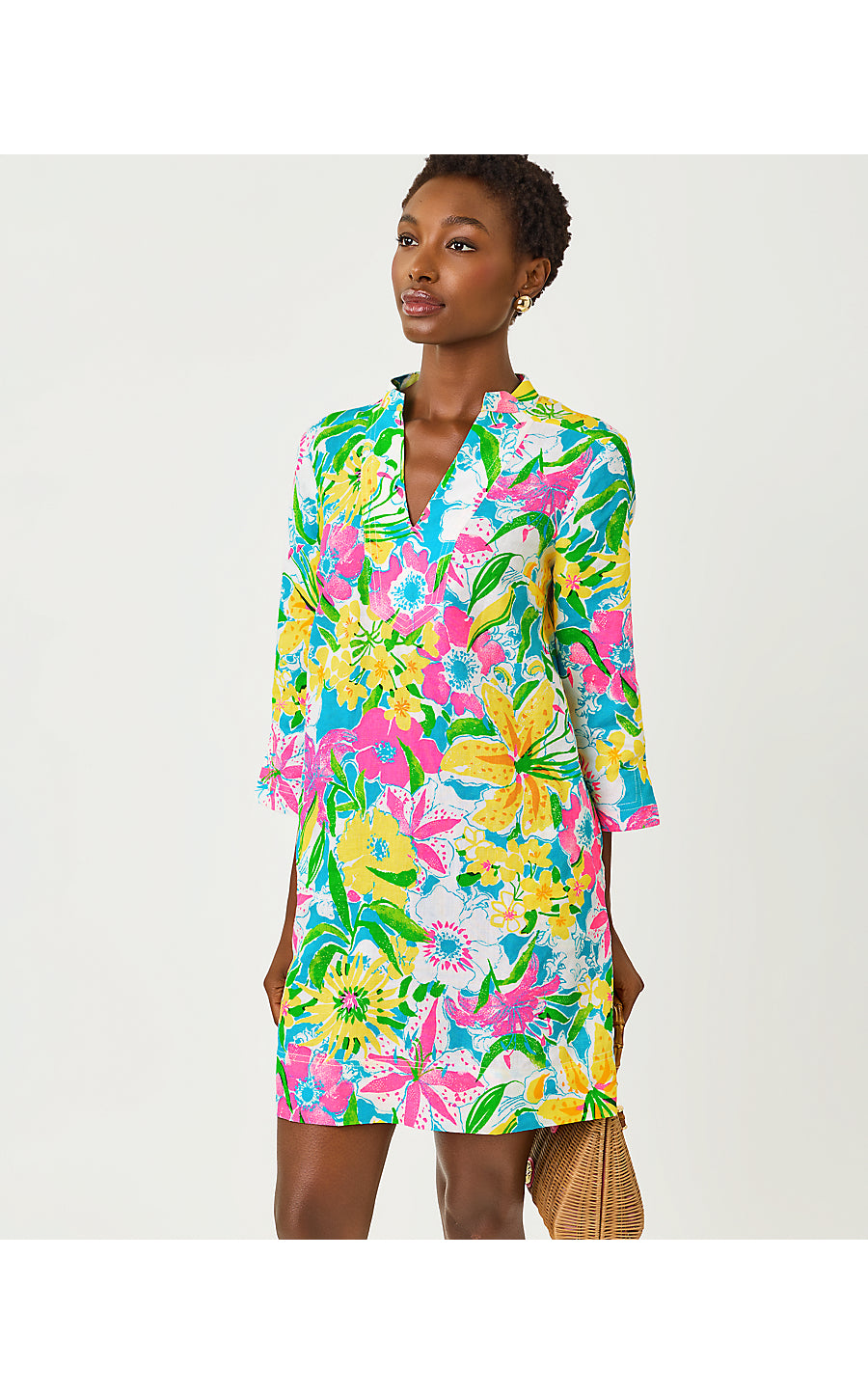 ANNADETTA LINEN TUNIC DRESS | MULTI LOVELY LILLY