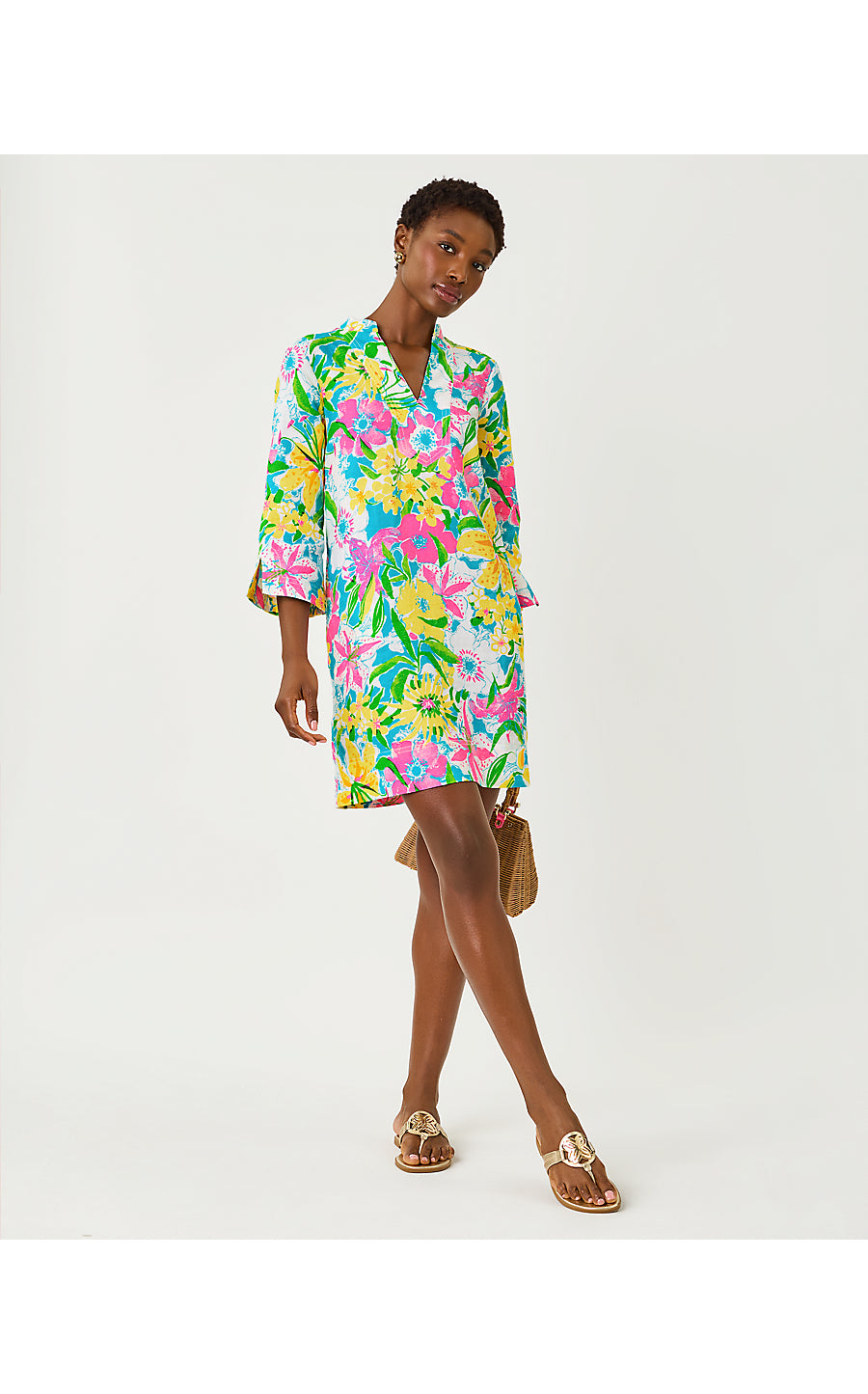 ANNADETTA LINEN TUNIC DRESS | MULTI LOVELY LILLY