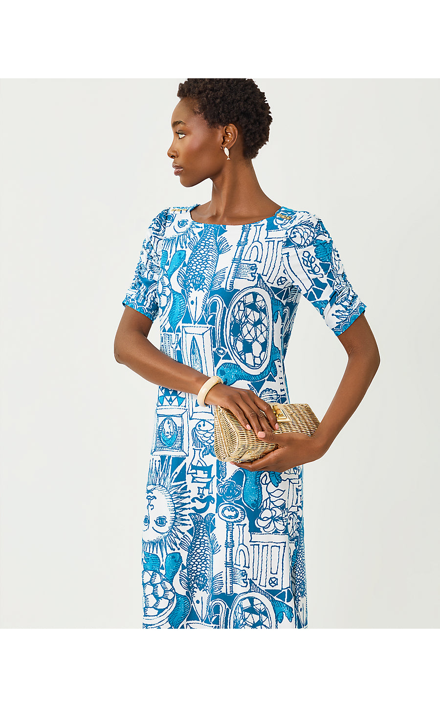 ZARAH UPF 50+ DRESS | RESORT WHITE OVERSIZED HARLILLYQUIN ENGINEERED KNIT DRESS