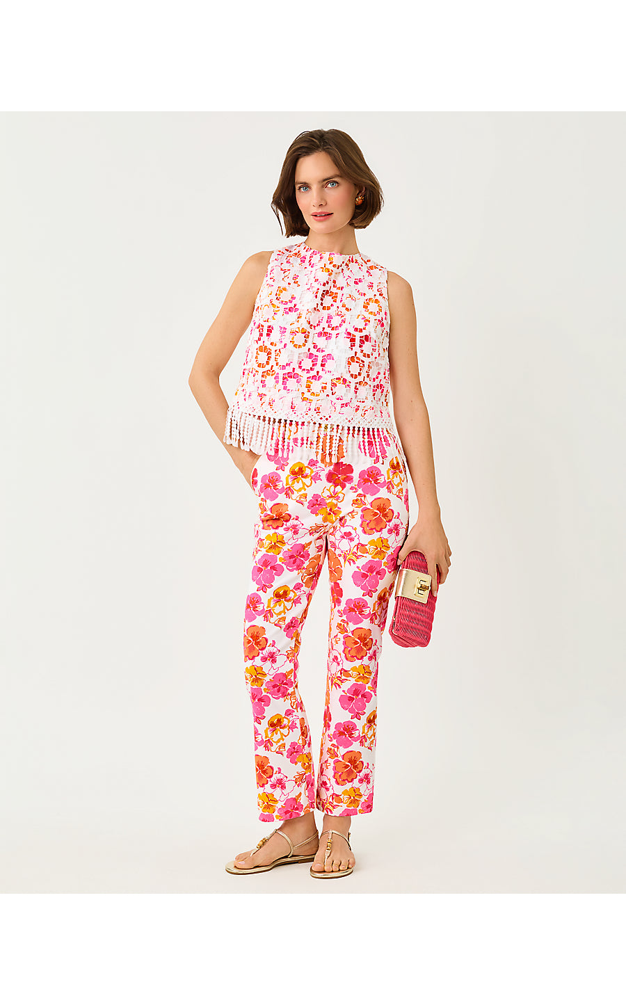 ANNALEESE SLEEVELESS CROP | RESORT WHITE PANSY FANSY