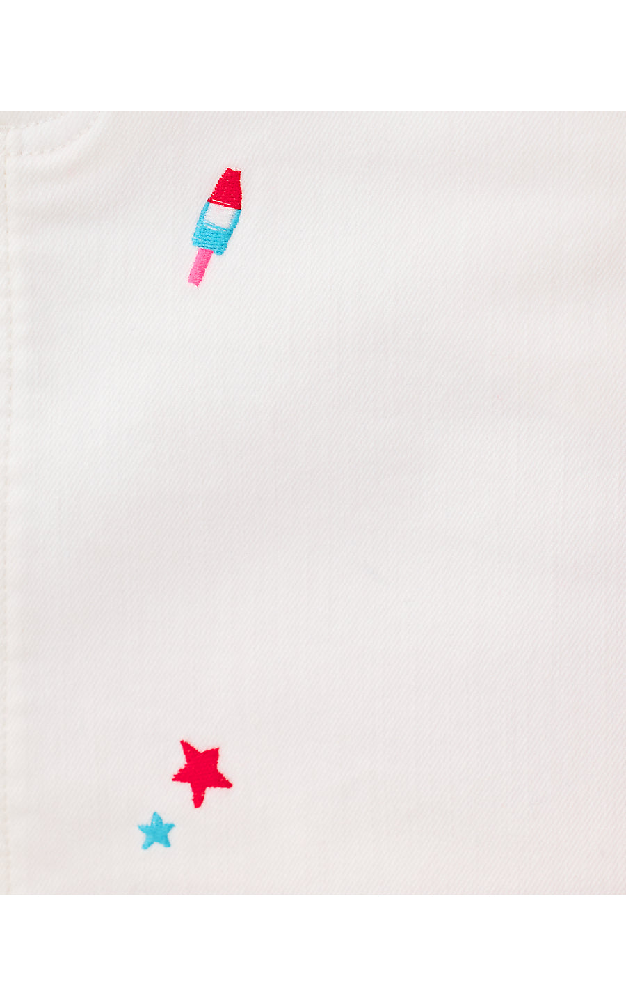 COLETTE DENIM SKORT | RESORT WHITE ITS A 250TH CELEBRATION EMBROIDERY