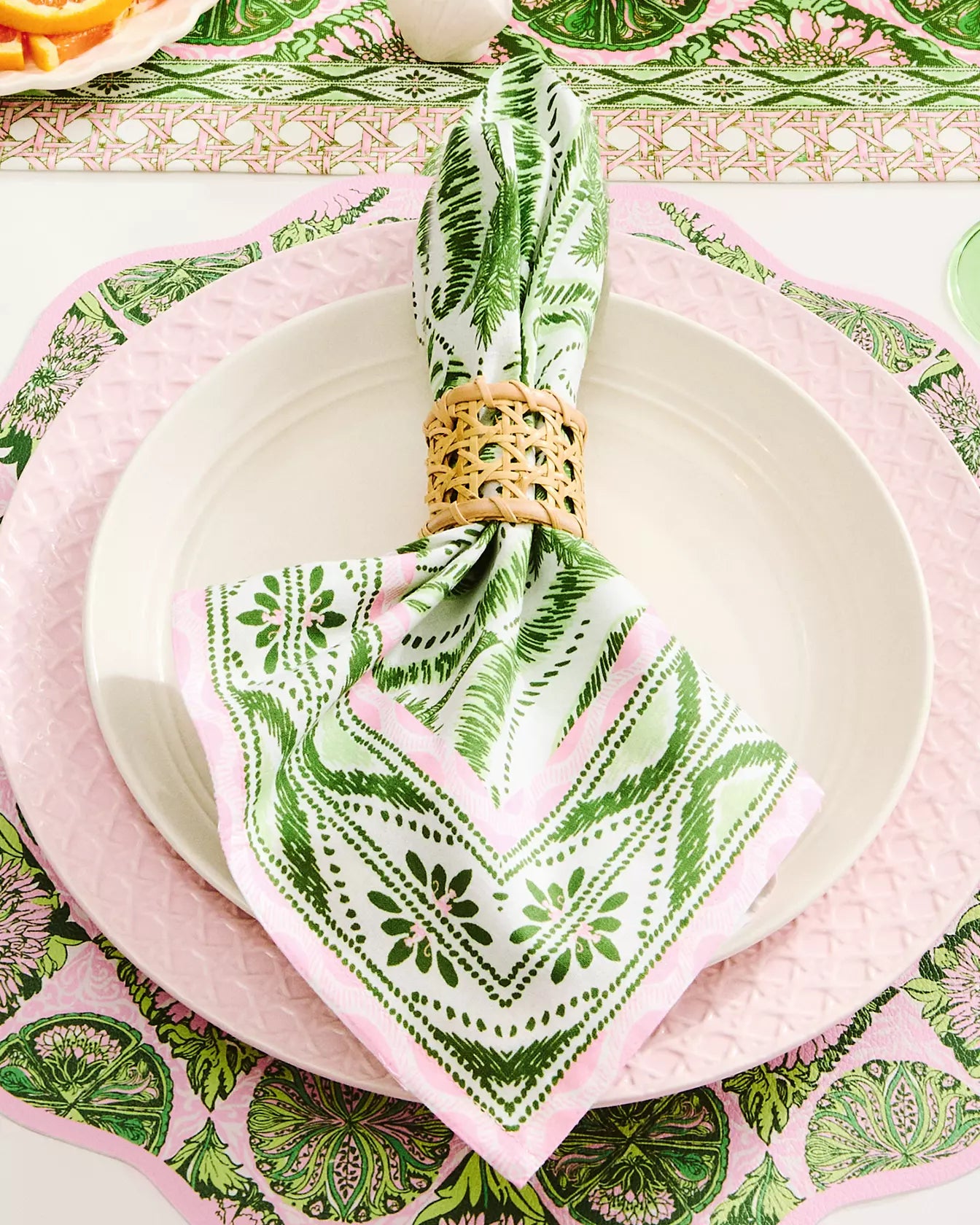 PRINTED DINNER NAPKIN | COCONUT TEXTURED PALM STRIPE
