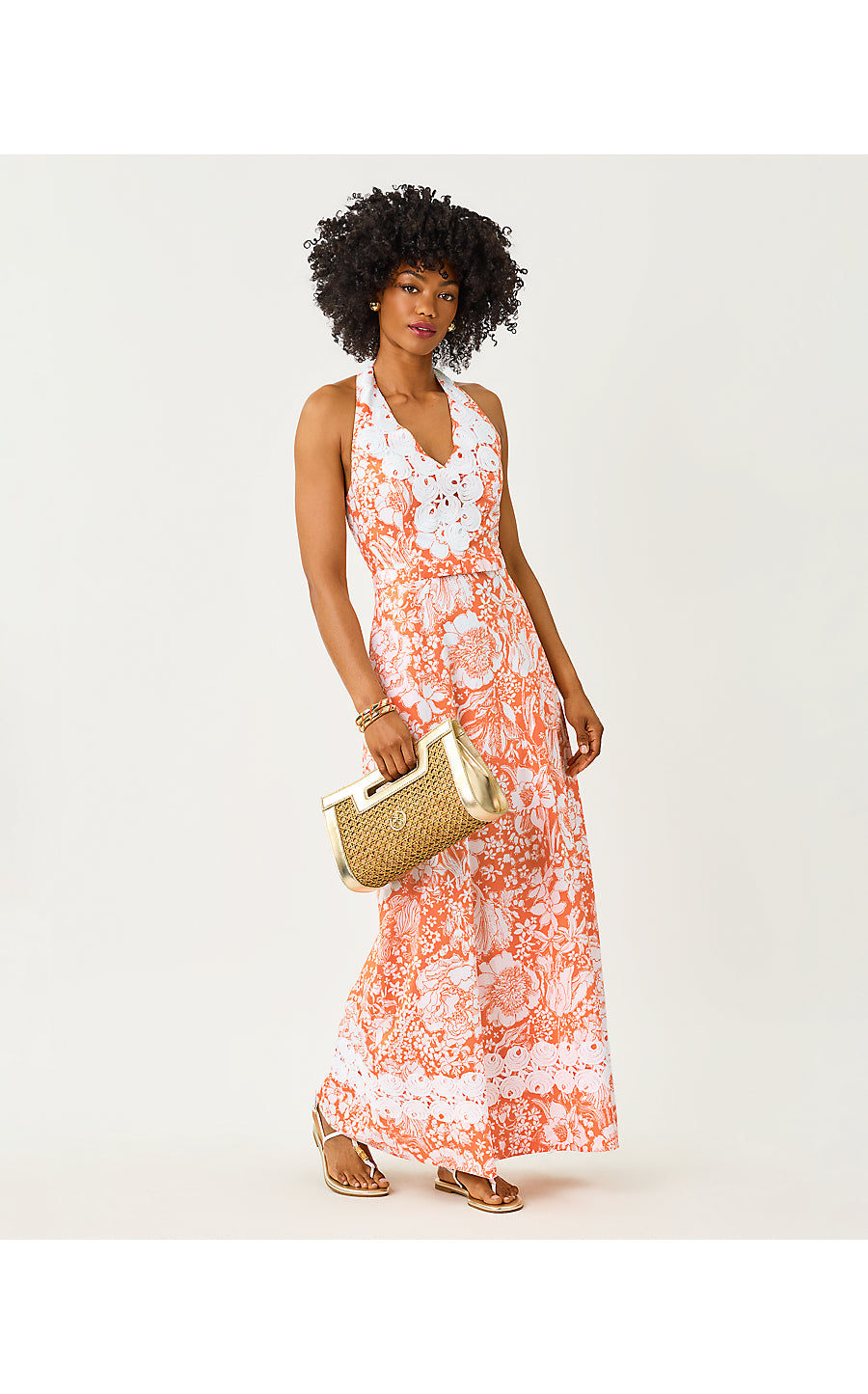 BELINDA MAXI DRESS | SUNSET ORANGE BUDDING ROMANCE