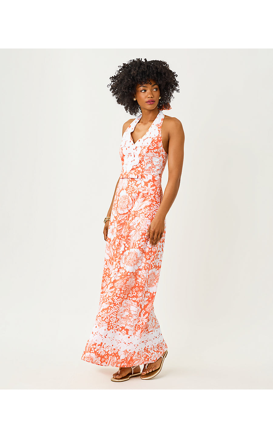 BELINDA MAXI DRESS | SUNSET ORANGE BUDDING ROMANCE