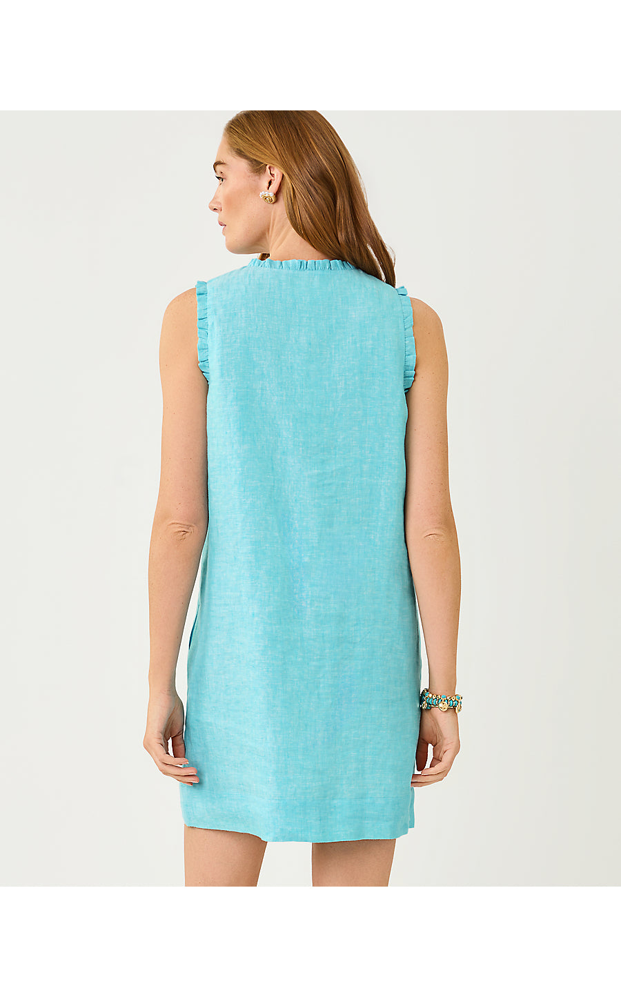 KAVALLA LINEN DRESS | CAPRI BLUE X RESORT WHITE