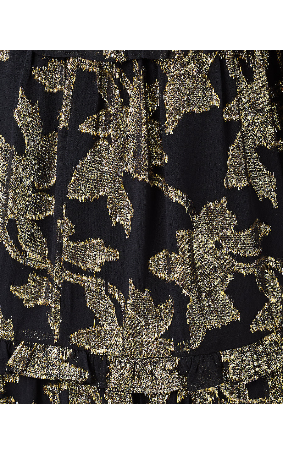 CECILE DRESS | NOIR FALLING FLORAL VISCOSE METALLIC CLIP