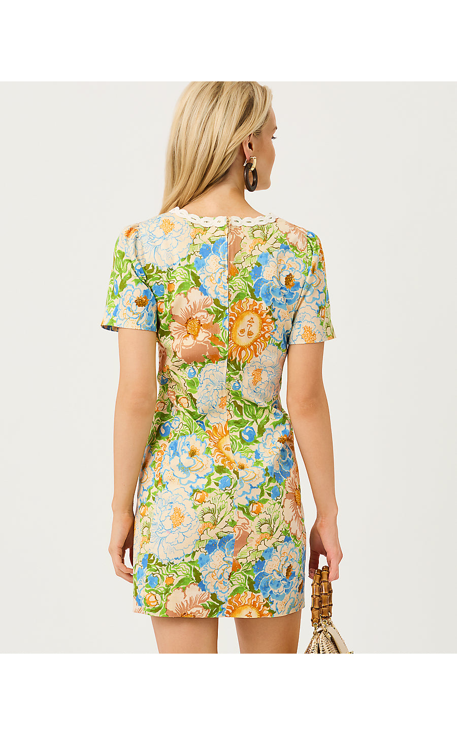 MINERVA SHORT SLEEVE STRETCH SHIFT | RUTABAGA SYMPEONY
