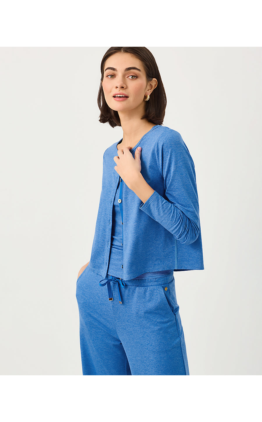 KAI CARDIGAN UPF 50+ | HEATHERED MERRIWEATHER BLUE